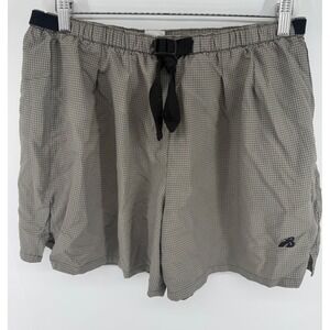 Vintage Brooks Mens Running Shorts Small Tan Grid Belted Mesh Liner 5 Inch 0758